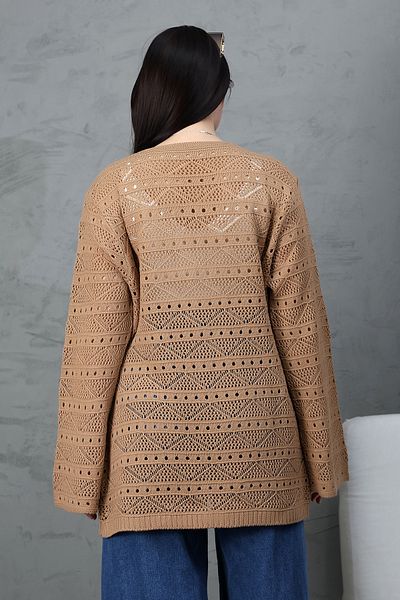 ALCHON V-Neck Long Loose Sleeves Hollowed Openwork Pockets Loose Relaxed Fit Knitwear Spring Summer Cardigan