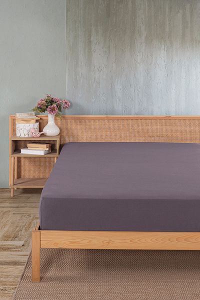 Karden Flower Premium 100% Cotton Double Combed Cotton Elastic Sheet - Lilac