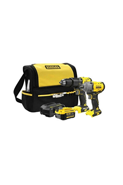 Stanley 18v Şarjlı Kömürsüz Darbeli Matkap & Şarjlı Somun Sıkma 1x4ah Akü