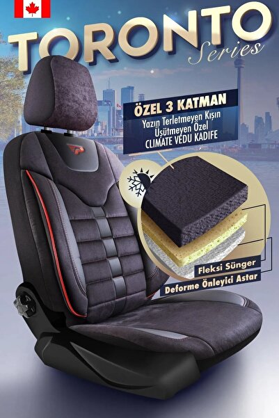 Panda Kılıf Panda Toronto Series Suede Fabric Car Seat Cover - Full Set