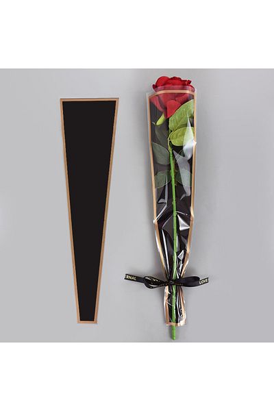Choice Length 45cm Black 50pcs Flower Wrapping Bag Clear Rose Floral Bouquet Packaging Bags For Valentine's