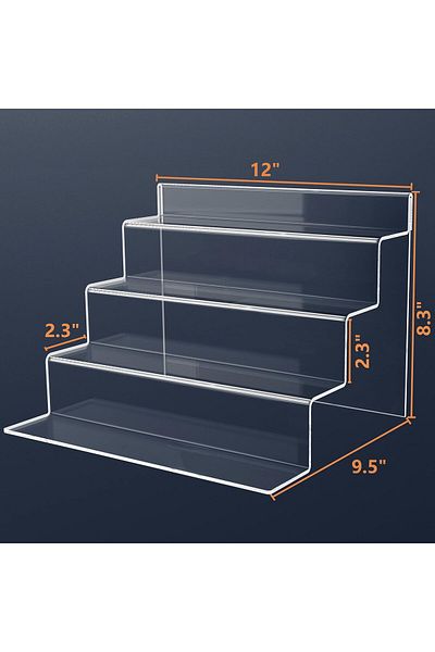 Generic Acrylic Risers for Display, 12" Clear Display Stand for Perfume Organizer, 4 Tier