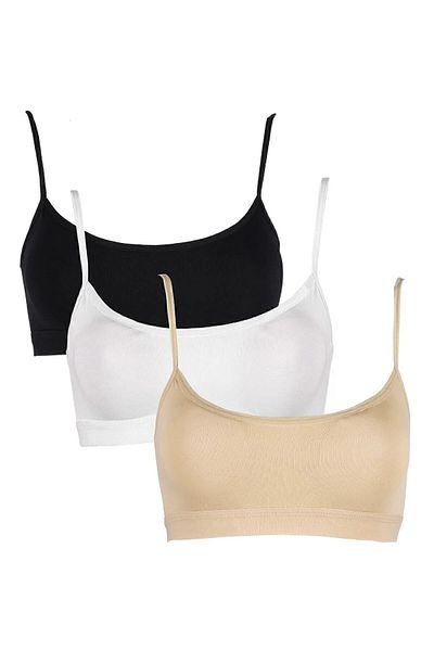AURRARİ Colorful Women's Undershirt - 3-Piece Rope Strap, Pad, Half Undershirt, Black and White Skin