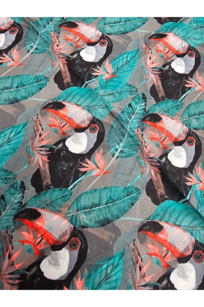 Elvinege Aksesuar Papağan Figürlü Fular- İpek Saten Fular