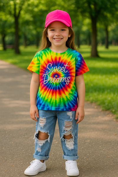 Hilal Akıncı Kids Дівчача різнокольорова блузка, рвані джинси-капрі, неонова ...