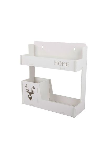 TECOS Wall Shelf, ®, White, 2 Levels, Dimensions 32x33x12, Cosmetics and Accessories Organizer