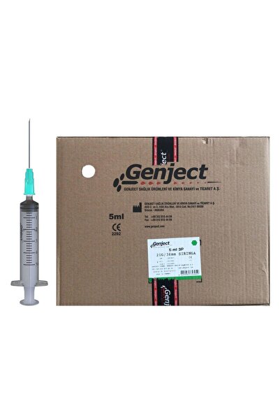 Genject - 5 مل 3 قطع 21 جرام 0.80 × 38 ملم حقنة - 1000 قطعة