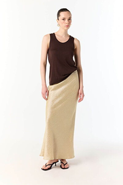 Mudo Satin Look Textured Midi Skirt