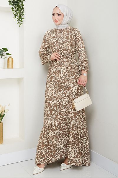 Bestenur Φόρεμα Zelal Woven Viscose 1480 - Mink