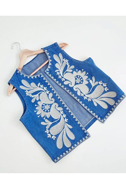 Lavanta Tekstil Vestă de in brodat