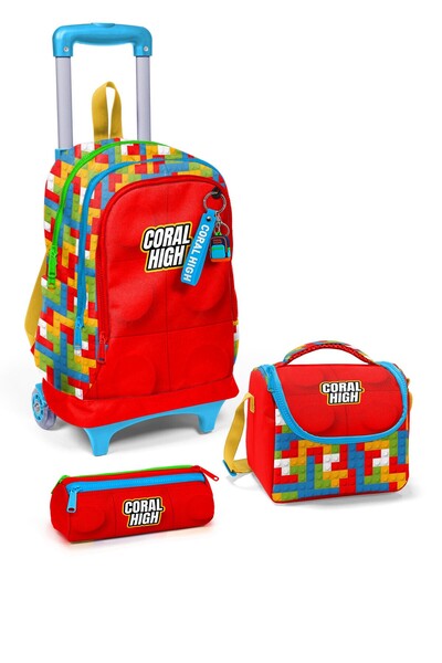 Coral High مجموعة حقائب مدرسية مكونة من 3 قطع منقوشة بألوان متعددة للأطفال 01...