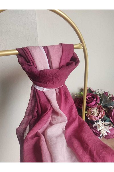 JAWEL ŞAL Jawel Double Color Comfort Shawl Burgundy-Dusty Rose-Powder Tones