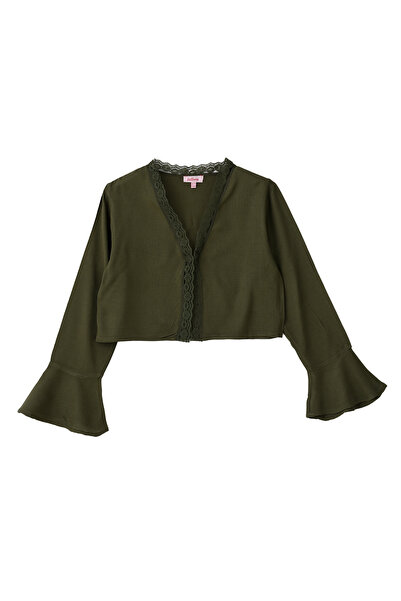 Basicxx Girls Woven Viscose Cropped Lace Trim Blouse