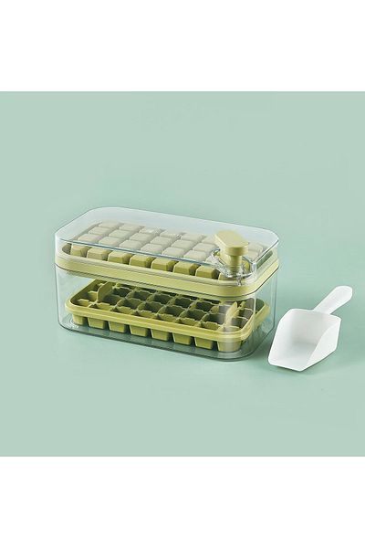 Choice Green-double Layer New Tepy 64 Slots Ice Cube Molds Trays With Lid Creative 2 In 1 Ice Cube Molds An