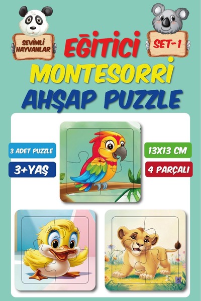 Mezotoys مجموعة ألغاز خشبية للأطفال من ريها تويز، 4 قطع، 3 مجموعات1