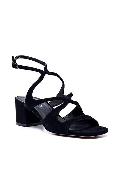 Sofia Baldi Gras Black Suede Women's Heel Sandals