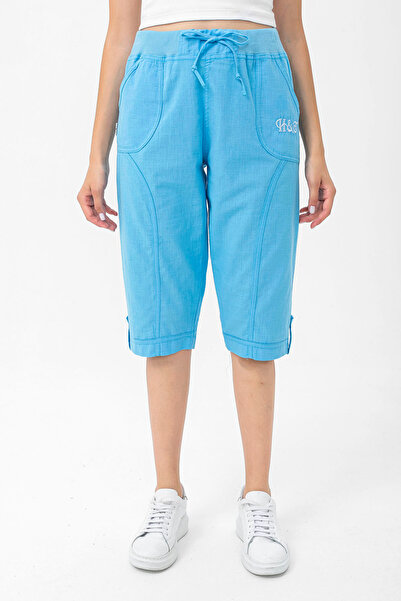 Heaven Ephesus Kadın Mavi Pamuklu Kapri - 2040