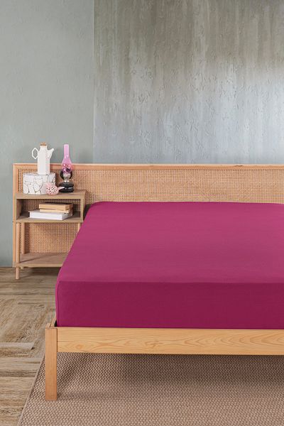 Karden Flower Premium 100% Cotton Double Combed Cotton Elastic Sheet - Fuchsia