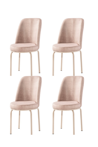 Puklife 4 Adet Gold Sandalye Kapuçino Kaplama Metal Ayak