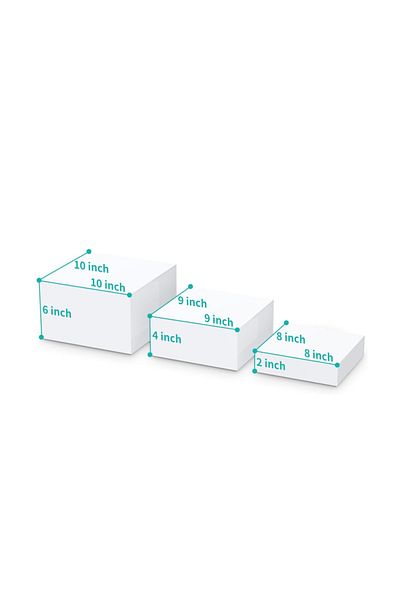 Generic حاملات طعام لطاولة البوفيه، رف عرض مع قاع مجوف، 3 قطع 8 × 9 × 10 بوصة (أبيض)