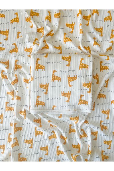 COOLMINIES Single Layer Giraffe Pattern Cotton Report Piping Newborn Baby Blanket Baby Swaddle 80*90cm
