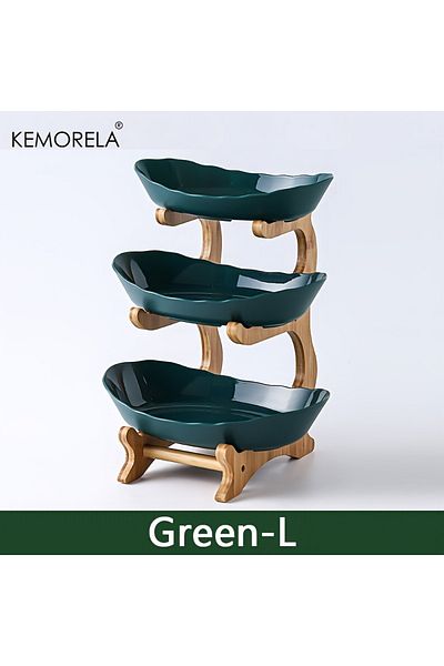 Choice Green L 2/3 Layer Fruit Plate Home Living Room Plastic Snack Dish Creative Modern Dried Fruit Basket