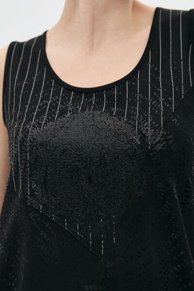 DAIDO Sequin Printed Striped Tank Top