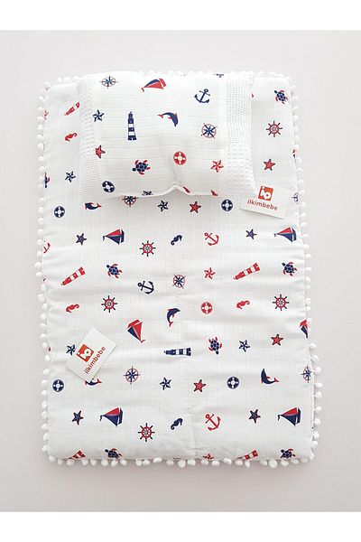 ilkimbebe Sailor Pompom Pique Baby Baby Pillow Set