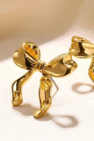 PREGIO Women's Gold Small Size Bow Earrings Kp6