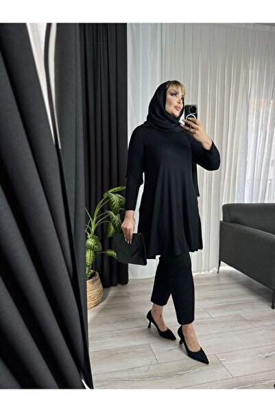 ViolettaXL Women's Large Size Waist-Seated Pocketed Lycra Viscos Tunic