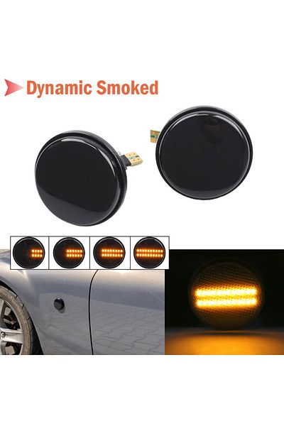 Choice مؤشر إشارة الانعطاف الديناميكي LED ذو العدسة السوداء المدخنة، قطعتان، لسيارة Mazda M