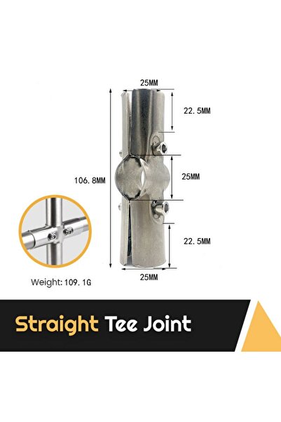 Choice Straight T Joint 1Pc 25mm Round Pipe Joint Stainless Steel Tube Connector Clothes Display Rack Rod S