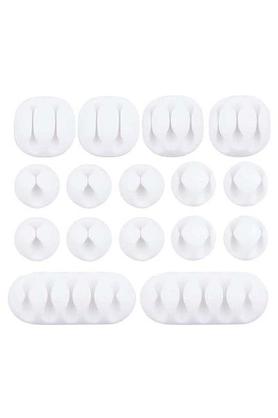 Karll Set de 16 cleme de cablu, poliamidă, albe, diferite dimensiuni