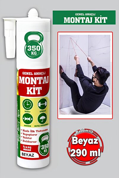 Badem10 Montaj Yapıştırıcısı (290 ML BEYAZ) Genel Amaçlı Korniş Mutfak Banyo Dolap Beton Fayans Mermer