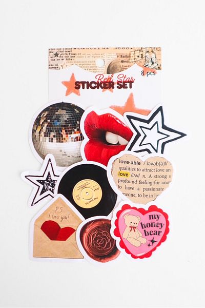 EFBUTİK Red Star Sticker Set of 8
