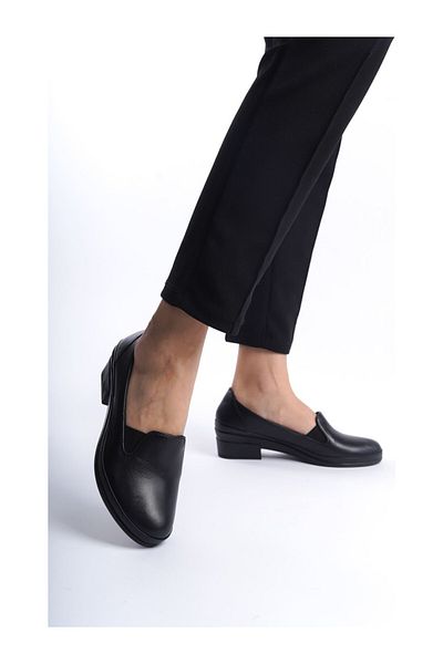 KAFKASLAR AYAKKABI Genuine Leather Short Heel Orthopedic Women's Mother's Shoes