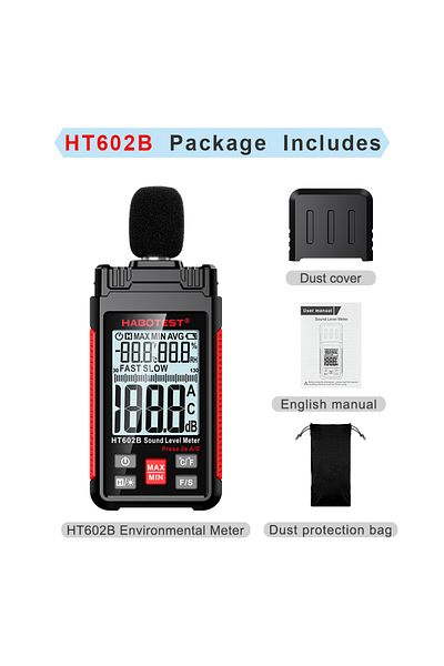 Choice HT602B HABOTEST جهاز قياس مستوى الصوت الرقمي المحمول باليد DB جهاز قياس مستوى الضوضاء Sonometros