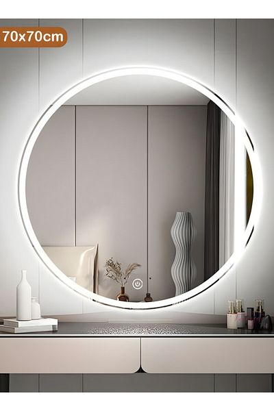 Taimi Makeup Mirror Round 70cm with LED frontlight Suitable for Dressing Room 3 LED Light Colors