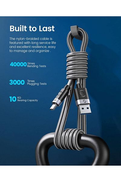 Orico Cablu USB A la USB tip C, cupru/nailon, negru, 100 cm
