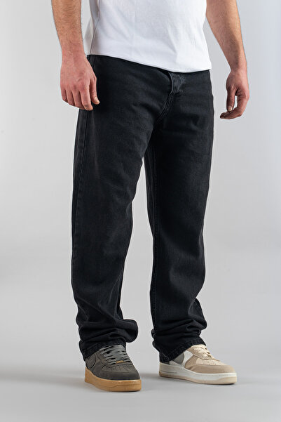 bombe Ανδρικό καπνιστό φαρδύ φαρδύ παντελόνι κανονικό τζιν με φαρδύ πόδι