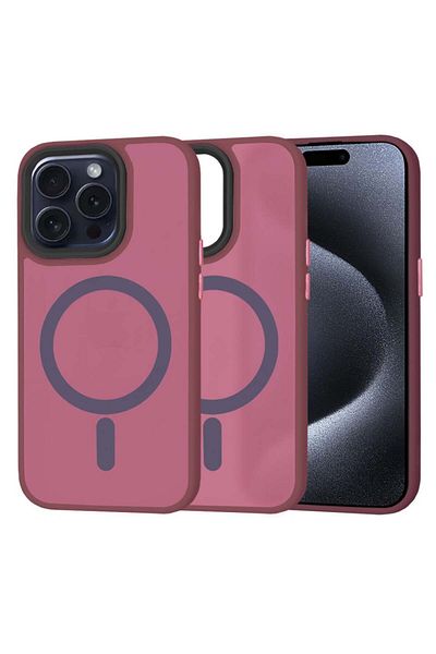 SKYDDAR INNOVATION Case for iPhone 15 Pro, HaloFrost MagSafe, Antisoc, sticker set, Bordeaux