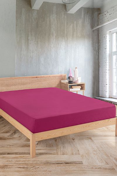 Karden Flower Premium 100% Cotton Double Combed Cotton Elastic Sheet - Fuchsia