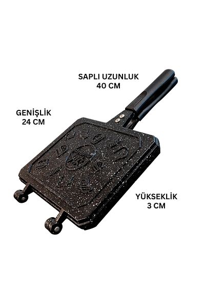 ELDİPA Cast Iron Luxury Toaster Pan with Granite Effect (24×40×3 cm) – Large Surface, Non-Stick and Healthy Cooking