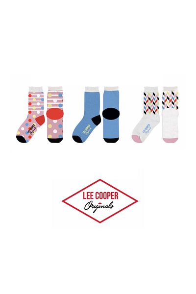 Lee Cooper Set 3 perechi sosete dama, cu logo, multicolor, 39-42, Lee Cooper Originals
