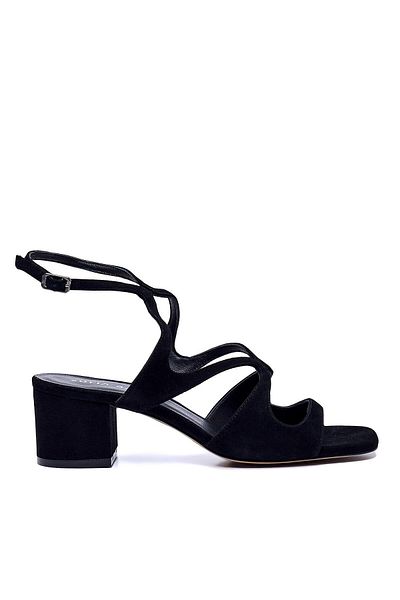 Sofia Baldi Gras Black Suede Women's Heel Sandals