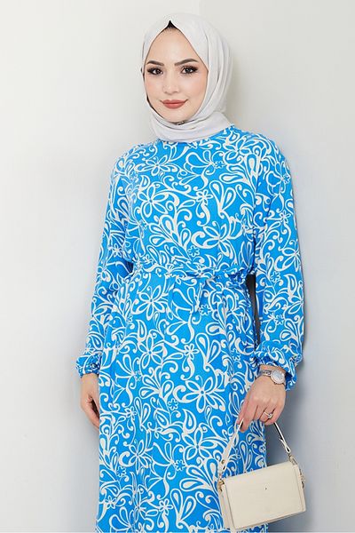 Bestenur Φόρεμα Zelal Woven Viscose 1480 - Μπλε