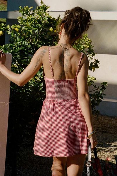 Madmext Red Gingham Women's Mini Dress Mg2387