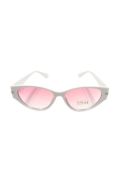 Tiara Ochelari de soare, damă, Tiara, alb lucios, formă cat-eye cu accente aurii, protecție UV 400