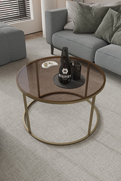 Dekoport Royal Orta Sehpa 75 cm Temperli Kırılmaz Cam