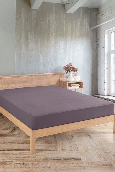 Karden Flower Premium 100% Cotton Double Combed Cotton Elastic Sheet - Lilac